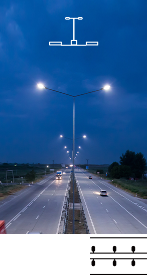 Lighting Plan for Center Light Poles on a Two-Lane Road